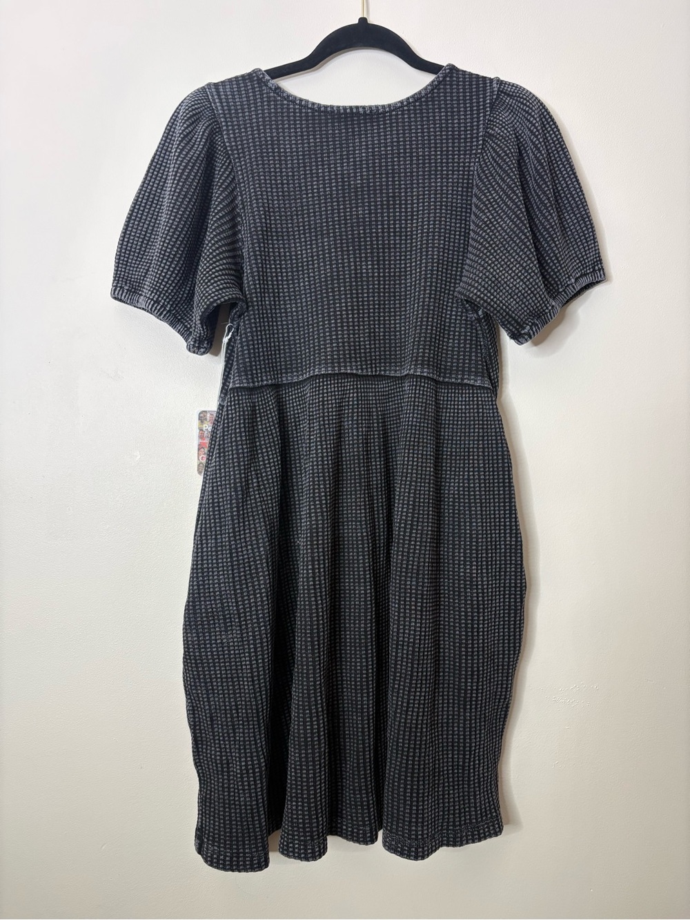 Known Supply Ethel Waffle Knit Mini Dress Gray Organic Cotton - Picture 6 of 9